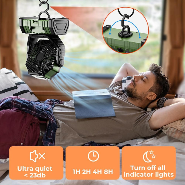 LED Camping Fan 20000mAh Rechargeable Power Bank Remote - salelink.co.nz
