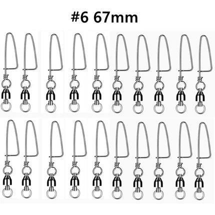 #6 20PCS Ball Bearing Fishing Swivels Snap Coastlock Fishing Line Connector - salelink.co.nz