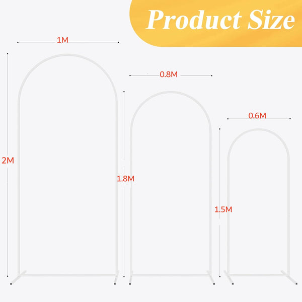 Wedding Arch Backdrop Stand Set of 3 White