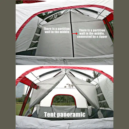Camping Tent 420x305x210cm - Blue/Grey/White