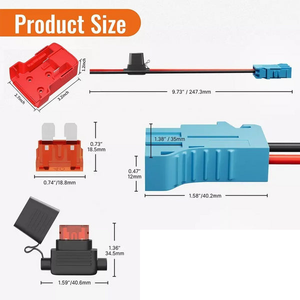 Power Wheels Adapter for Milwaukee 18V Battery to DIY Ride On Car Toys Connector