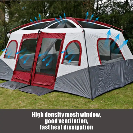 Camping Tent 420x305x210cm - Blue/Grey/White