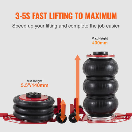 6600 LBS Triple Bag Air Lift Jack Pneumatic Vehicle Car Lifting Compressed Tool - salelink.co.nz