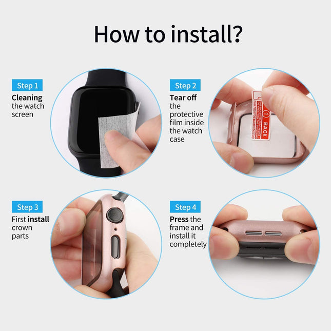 For Apple Watch 4 5 6 SE SE2 40mm Case+Tempered Glass Screen Protector - salelink.co.nz