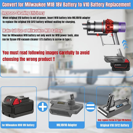 Milwaukee M18 18V Battery Adapter Converter To Dyson V10 Battery - salelink.co.nz