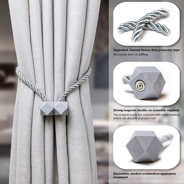 2PCS Curtain Tiebacks - Grey