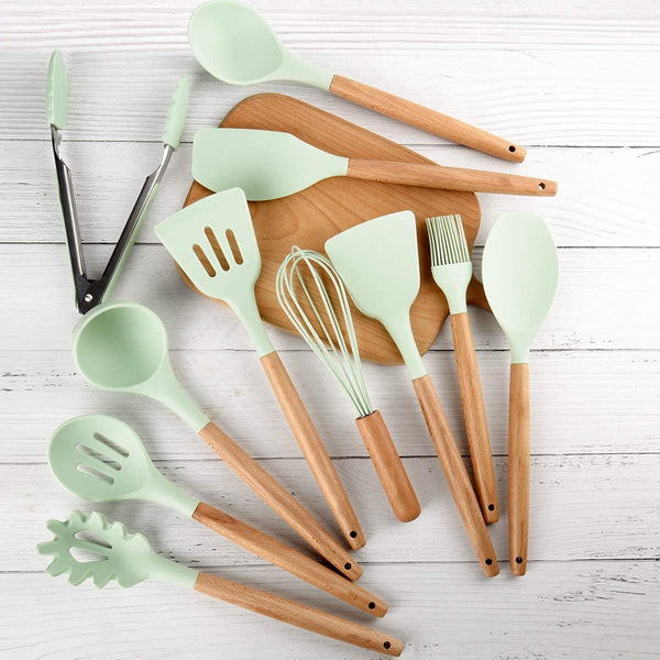 Mini Kids 12Pcs Silicone Utensils Cooking Kitchen Set Cookware BPA Free