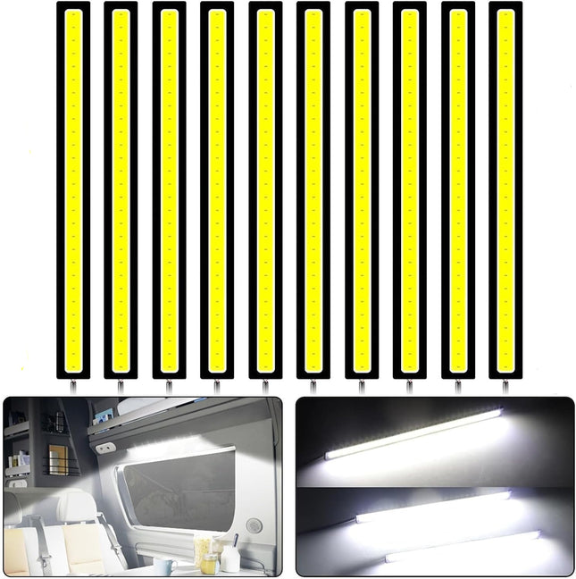 10X 12V White LED Strip Lights Bars Camping Caravan Boat Car COB
