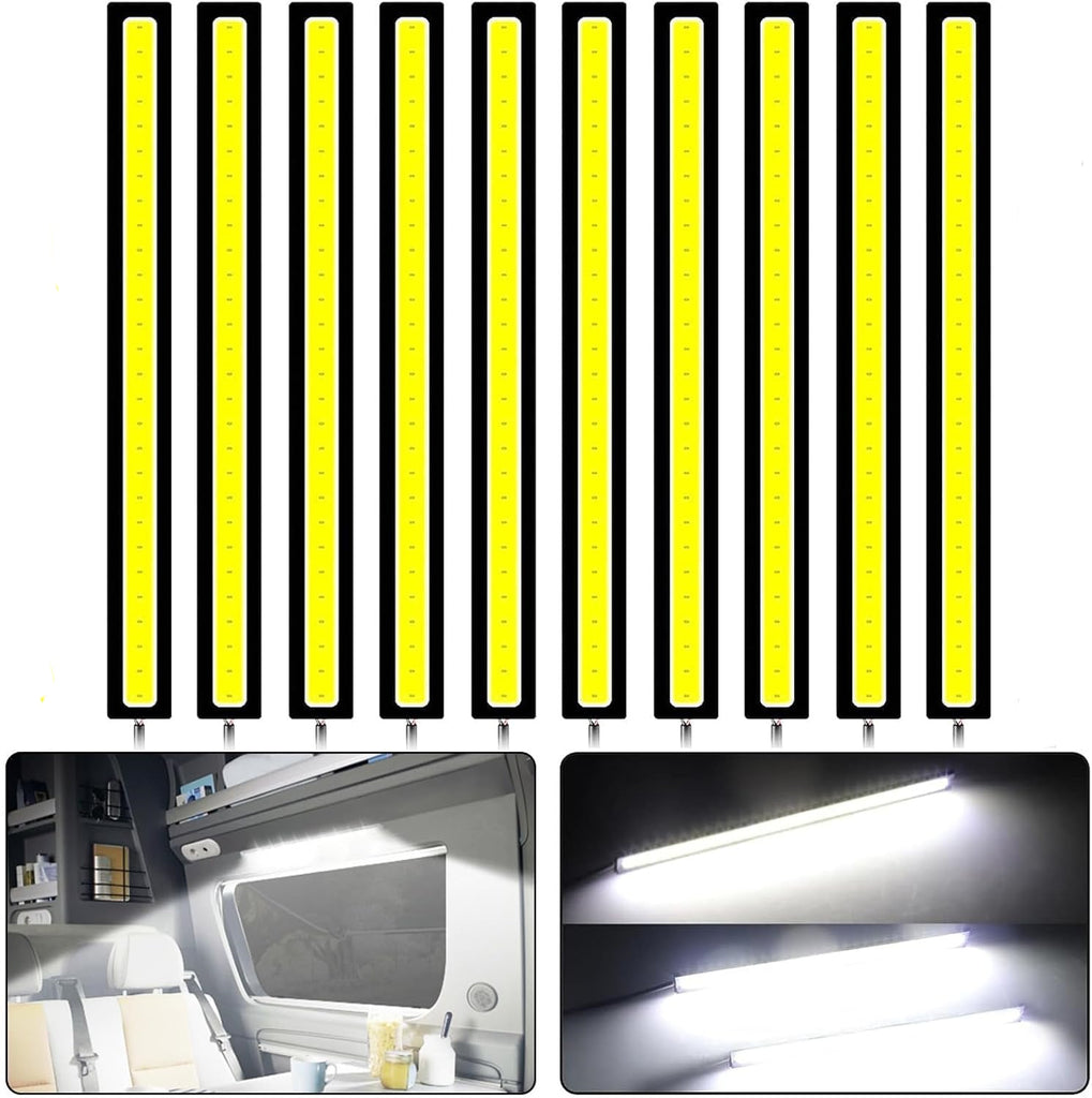 10X 12V White LED Strip Lights Bars Camping Caravan Boat Car COB