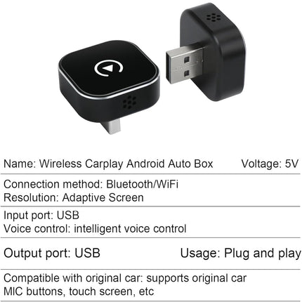 2 in1 Wireless Carplay Android Auto Adapter WiFi BT Auto Connect Mini USB Dongle
