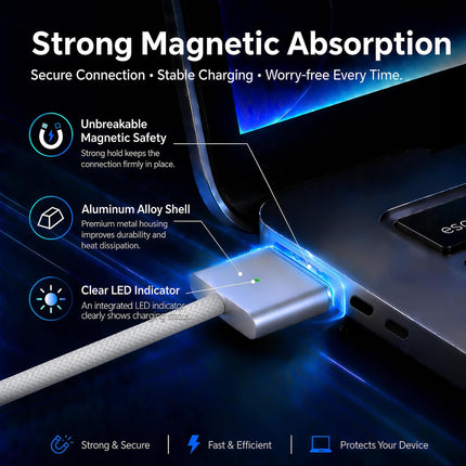 2M Type-C USB C to Magsafe 3 140W Charging Cable