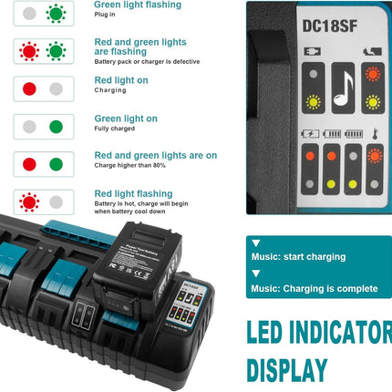 DC18SF 4 Port Charger Fits Makita 18V Battery