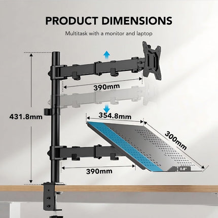 Monitor Arm with Laptop Tray