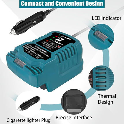 DC 12V/24V Car Charger for Makita 18V LXT Battery Cigarette Lighter