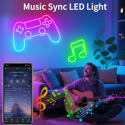 USB RGB Neon LED Strip Light 5M Music Sync Kit