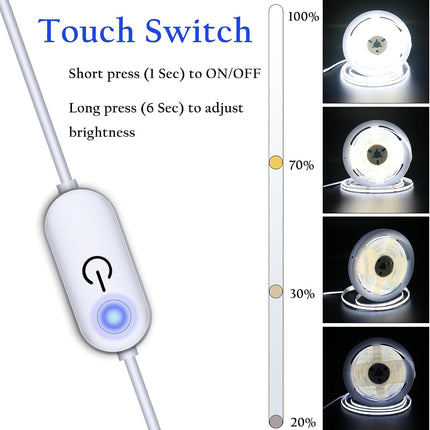 1M USB COB LED String Light Strip - Cool White