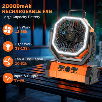 Camping Fan with LED Lantern - salelink.co.nz