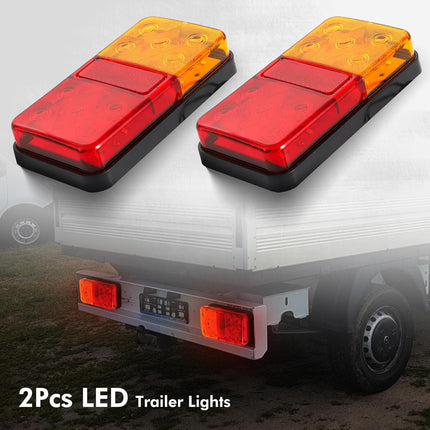 LED Trailer Tail Light Kit Pair Plug 8m 5 Core Wire Caravan Ute 7 Pin Flat Set