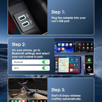 2 in1 Wireless Carplay Android Auto Adapter WiFi BT Auto Connect Mini USB Dongle