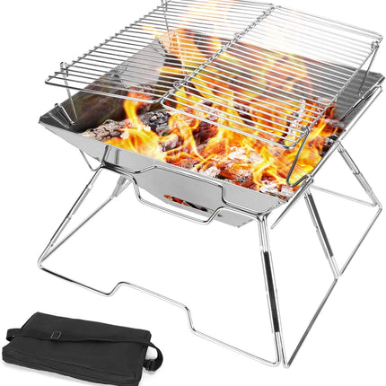 Folding BBQ Campfire Grill Barbeque Portable Camping Grill - salelink.co.nz
