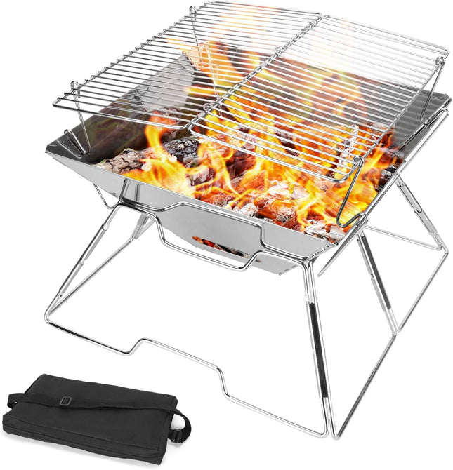 Folding BBQ Campfire Grill Barbeque Portable Camping Grill - salelink.co.nz