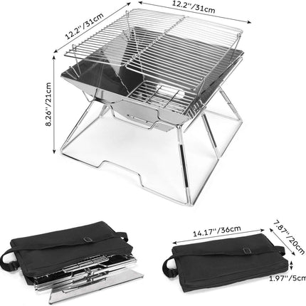 Folding BBQ Campfire Grill Barbeque Portable Camping Grill - salelink.co.nz