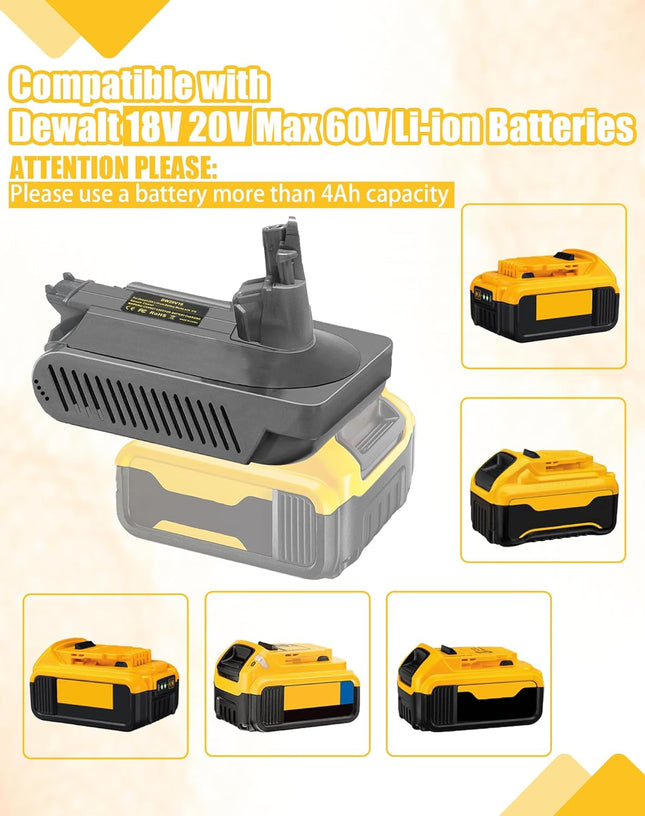 (No Battery)Dewalt 18V 20V Battery Adapter Converter To Dyson V10 Battery