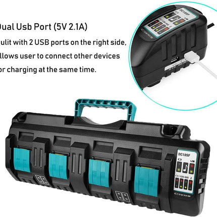 DC18SF 4 Port Charger Fits Makita 18V Battery