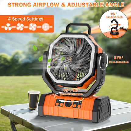 Camping Fan with LED Lantern - salelink.co.nz