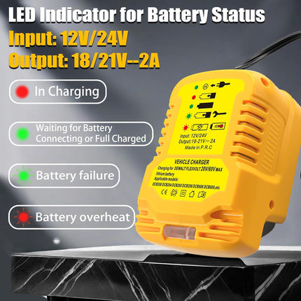Car Charger for Dewalt 18V 20V Battery Car Charger Cigarette Lighter
