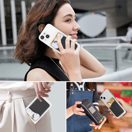 Black Silicone Credit Card Holder Pocket Case Sticker Phone - salelink.co.nz