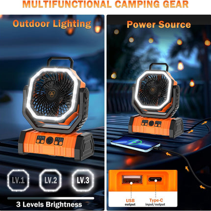 Camping Fan with LED Lantern - salelink.co.nz