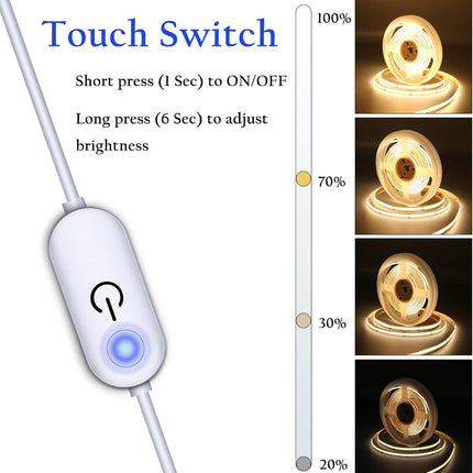 1M USB COB LED String Light Strip - Natural White