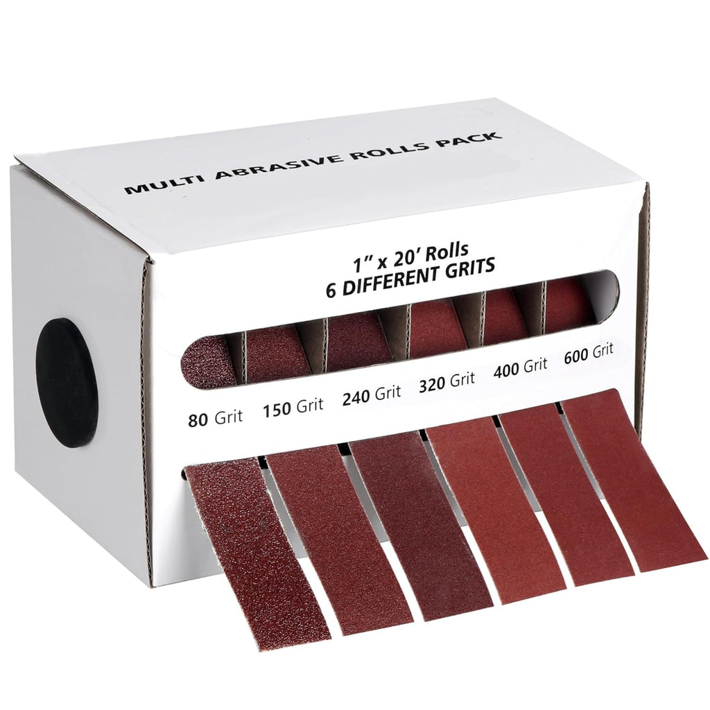 6x Emery Cloth Roll 6 Grits Abrasive Sandpaper Rolls Sand Paper with Dispenser