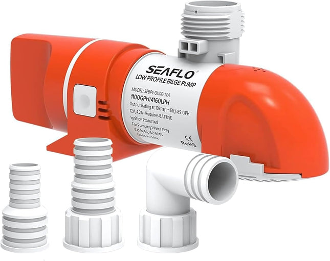 SEAFLO 1100GPH Bilge Pump Automatic Boat Marine Water Pump Low Profile 12V - salelink.co.nz