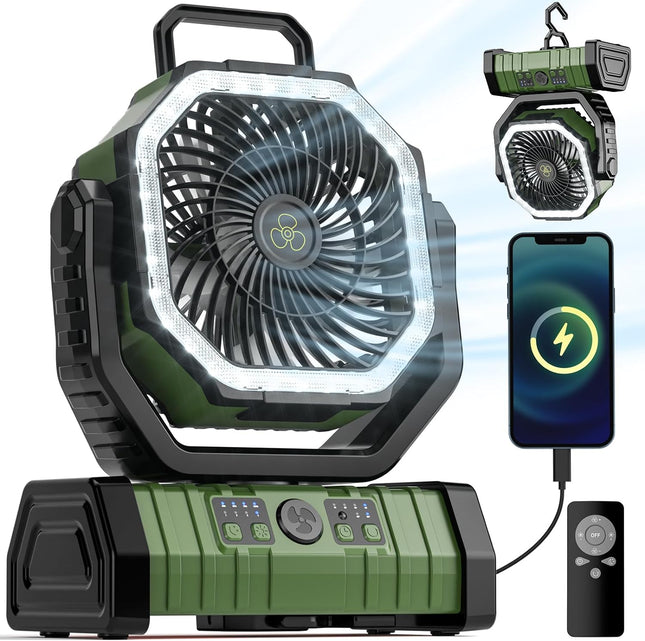 LED Camping Fan 20000mAh Rechargeable Power Bank Remote - salelink.co.nz