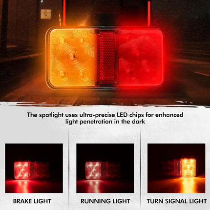 LED Trailer Tail Light Kit Pair Plug 8m 5 Core Wire Caravan Ute 7 Pin Flat Set