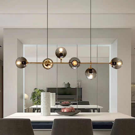 Modern Hanging Lamp Ceiling Light Roung Grey Glass Lampshade - salelink.co.nz