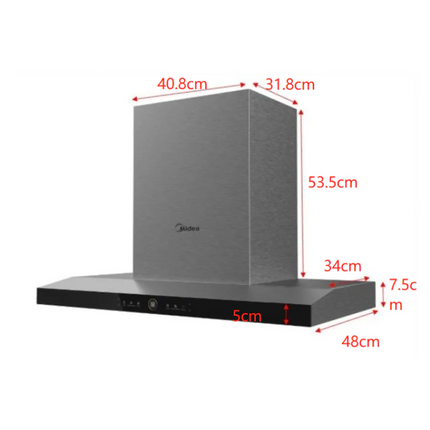 Midea T-Shape Rangehood -Steam Wash E88