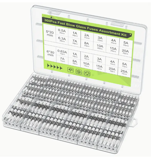360pcs Fast Blow Glass Fuses Assortment Kit
