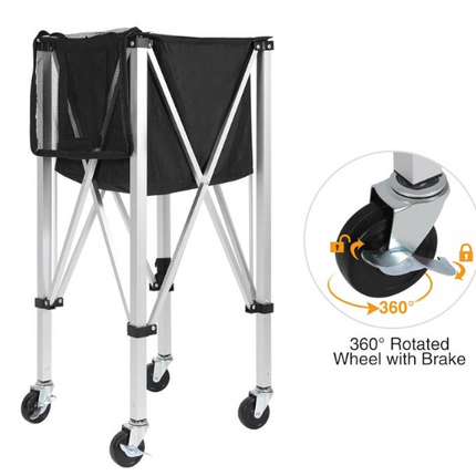 Tennis Ball Hopper Basket Removable Tennis Ball Saver Bag Cart