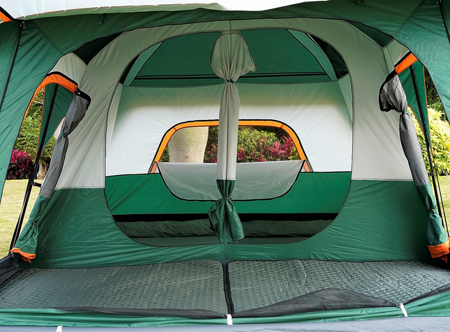 Silver Coated Tent Camping Tent 430x305x203cm - Green