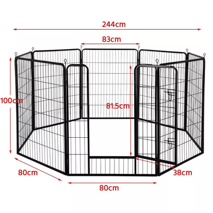 8 Panel Pet Playpen Dog Exercise Pen Fence Metal Exercise Barrier 100cm
