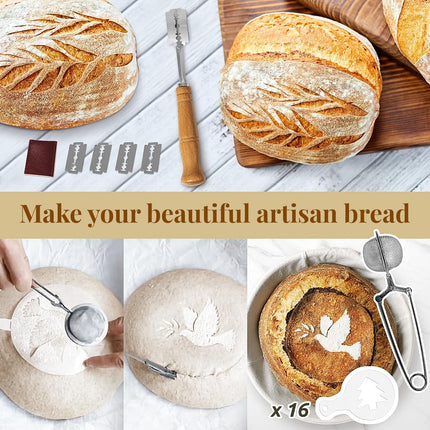 2PCS Bread Proofing Baskets Set 9" Round & 10" Oval Banneton