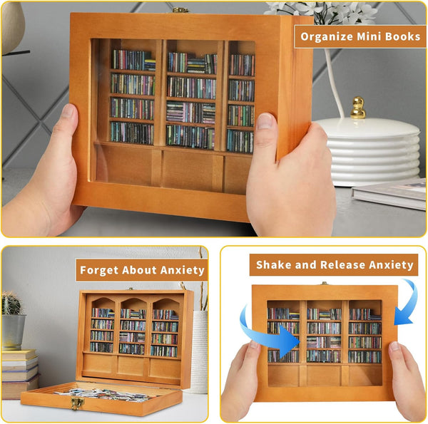Anxiety Bookshelf Miniature Display Shelf,Contains 200 Miniature Book Models