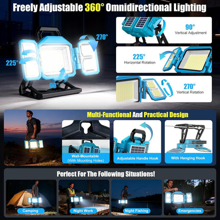 88W Solar Rechargeable LED Work Light Foldable