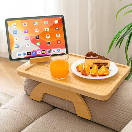 Bamboo Sofa Couch Clip on Side Table Arm Tray - salelink.co.nz