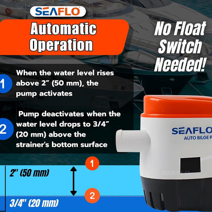 12V 1100GPH Seaflo Automatic Submersible Bilge Pump - salelink.co.nz