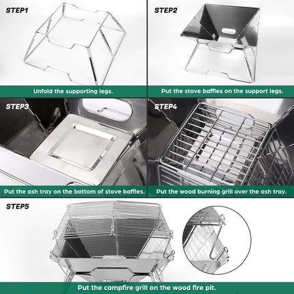 Folding BBQ Campfire Grill Barbeque Portable Camping Grill - salelink.co.nz