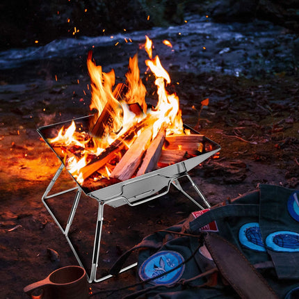 Folding BBQ Campfire Grill Barbeque Portable Camping Grill - salelink.co.nz